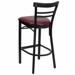 HERCULES Black Ladder Back Metal Bar Stool with Burgundy Vinyl Seat - XU-DG6R9BLAD-BAR-BURV-GG