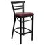 HERCULES Black Ladder Back Metal Bar Stool with Burgundy Vinyl Seat - XU-DG6R9BLAD-BAR-BURV-GG