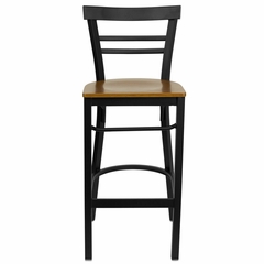 HERCULES Black Ladder Back Metal Bar Stool with Cherry Wood Seat - XU-DG6R9BLAD-BAR-CHYW-GG