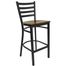 HERCULES Black Ladder Back Metal Bar Stool with Mahogany Wood Seat - XU-DG697BLAD-BAR-MAHW-GG
