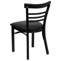 HERCULES Black Ladder Back Metal Chair with Black Vinyl Seat - XU-DG6Q6B1LAD-BLKV-GG