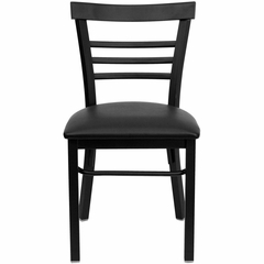 HERCULES Black Ladder Back Metal Chair with Black Vinyl Seat - XU-DG6Q6B1LAD-BLKV-GG