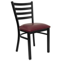 HERCULES Black Ladder Back Metal Chair with Burgundy Vinyl Seat - XU-DG694BLAD-BURV-GG