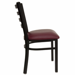 HERCULES Black Ladder Back Metal Chair with Burgundy Vinyl Seat - XU-DG694BLAD-BURV-GG