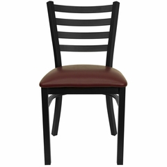 HERCULES Black Ladder Back Metal Chair with Burgundy Vinyl Seat - XU-DG694BLAD-BURV-GG