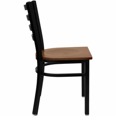 HERCULES Black Ladder Back Metal Chair with Cherry Wood Seat - XU-DG694BLAD-CHYW-GG