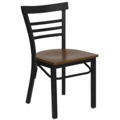HERCULES Black Ladder Back Metal Chair with Cherry Wood Seat - XU-DG6Q6B1LAD-CHYW-GG