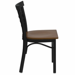 HERCULES Black Ladder Back Metal Chair with Cherry Wood Seat - XU-DG6Q6B1LAD-CHYW-GG