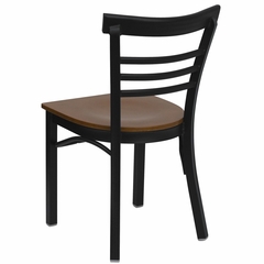 HERCULES Black Ladder Back Metal Chair with Cherry Wood Seat - XU-DG6Q6B1LAD-CHYW-GG