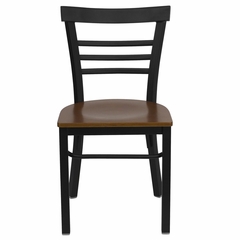 HERCULES Black Ladder Back Metal Chair with Cherry Wood Seat - XU-DG6Q6B1LAD-CHYW-GG