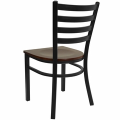 HERCULES Black Ladder Back Metal Chair with Mahogany Wood Seat - XU-DG694BLAD-MAHW-GG