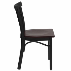 HERCULES Black Ladder Back Metal Chair with Mahogany Wood Seat - XU-DG6Q6B1LAD-MAHW-GG