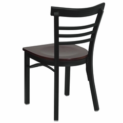 HERCULES Black Ladder Back Metal Chair with Mahogany Wood Seat - XU-DG6Q6B1LAD-MAHW-GG