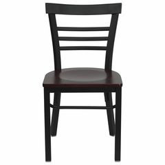 HERCULES Black Ladder Back Metal Chair with Mahogany Wood Seat - XU-DG6Q6B1LAD-MAHW-GG