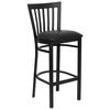 HERCULES Black School House Back Metal Bar Stool with Black Vinyl Seat - XU-DG6R8BSCH-BAR-BLKV-GG