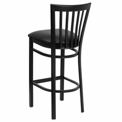 HERCULES Black School House Back Metal Bar Stool with Black Vinyl Seat - XU-DG6R8BSCH-BAR-BLKV-GG