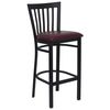HERCULES Black School House Back Metal Bar Stool with Burgundy Vinyl Seat - XU-DG6R8BSCH-BAR-BURV-GG