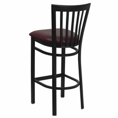 HERCULES Black School House Back Metal Bar Stool with Burgundy Vinyl Seat - XU-DG6R8BSCH-BAR-BURV-GG