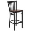 HERCULES Black School House Back Metal Bar Stool with Cherry Wood Seat - XU-DG6R8BSCH-BAR-CHYW-GG