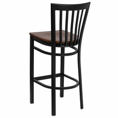 HERCULES Black School House Back Metal Bar Stool with Cherry Wood Seat - XU-DG6R8BSCH-BAR-CHYW-GG