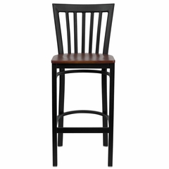 HERCULES Black School House Back Metal Bar Stool with Cherry Wood Seat - XU-DG6R8BSCH-BAR-CHYW-GG