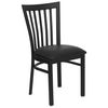 HERCULES Black Schoolhouse Back Metal Chair with Black Vinyl Seat - XU-DG6Q4BSCH-BLKV-GG
