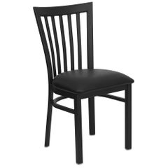 HERCULES Black Schoolhouse Back Metal Chair with Black Vinyl Seat - XU-DG6Q4BSCH-BLKV-GG