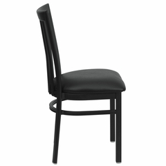 HERCULES Black Schoolhouse Back Metal Chair with Black Vinyl Seat - XU-DG6Q4BSCH-BLKV-GG