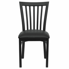 HERCULES Black Schoolhouse Back Metal Chair with Black Vinyl Seat - XU-DG6Q4BSCH-BLKV-GG
