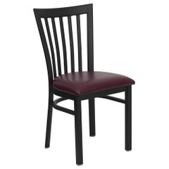 HERCULES Black Schoolhouse Back Metal Chair with Burgundy Vinyl Seat - XU-DG6Q4BSCH-BURV-GG
