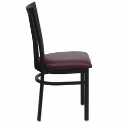 HERCULES Black Schoolhouse Back Metal Chair with Burgundy Vinyl Seat - XU-DG6Q4BSCH-BURV-GG