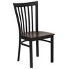 HERCULES Black Schoolhouse Back Metal Chair with Mahogany Wood Seat - XU-DG6Q4BSCH-MAHW-GG