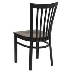 HERCULES Black Schoolhouse Back Metal Chair with Mahogany Wood Seat - XU-DG6Q4BSCH-MAHW-GG