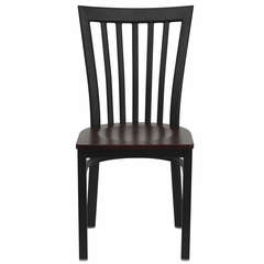 HERCULES Black Schoolhouse Back Metal Chair with Mahogany Wood Seat - XU-DG6Q4BSCH-MAHW-GG