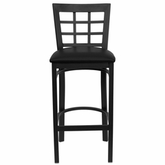HERCULES Black Window Back Metal Bar Stool with Black Vinyl Seat - XU-DG6R7BWIN-BAR-BLKV-GG