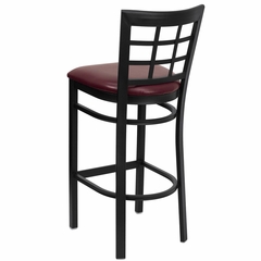 HERCULES Black Window Back Metal Bar Stool with Burgundy Vinyl Seat - XU-DG6R7BWIN-BAR-BURV-GG
