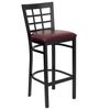 HERCULES Black Window Back Metal Bar Stool with Burgundy Vinyl Seat - XU-DG6R7BWIN-BAR-BURV-GG