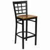 HERCULES Black Window Back Metal Bar Stool with Cherry Wood Seat - XU-DG6R7BWIN-BAR-CHYW-GG