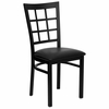 HERCULES Black Window Back Metal Chair with Black Vinyl Seat - XU-DG6Q3BWIN-BLKV-GG