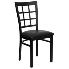 HERCULES Black Window Back Metal Chair with Black Vinyl Seat - XU-DG6Q3BWIN-BLKV-GG