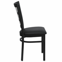 HERCULES Black Window Back Metal Chair with Black Vinyl Seat - XU-DG6Q3BWIN-BLKV-GG