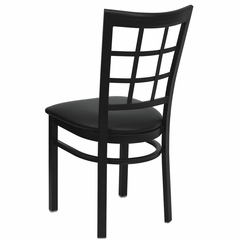 HERCULES Black Window Back Metal Chair with Black Vinyl Seat - XU-DG6Q3BWIN-BLKV-GG