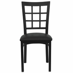 HERCULES Black Window Back Metal Chair with Black Vinyl Seat - XU-DG6Q3BWIN-BLKV-GG