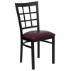 HERCULES Black Window Back Metal Chair with Burgundy Vinyl Seat - XU-DG6Q3BWIN-BURV-GG