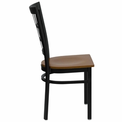 HERCULES Black Window Back Metal Chair with Cherry Wood Seat - XU-DG6Q3BWIN-CHYW-GG