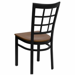 HERCULES Black Window Back Metal Chair with Cherry Wood Seat - XU-DG6Q3BWIN-CHYW-GG