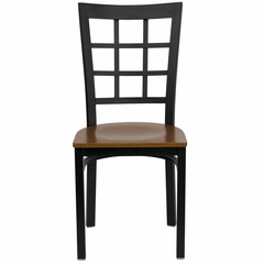 HERCULES Black Window Back Metal Chair with Cherry Wood Seat - XU-DG6Q3BWIN-CHYW-GG