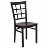 HERCULES Black Window Back Metal Chair with Mahogany Wood Seat - XU-DG6Q3BWIN-MAHW-GG