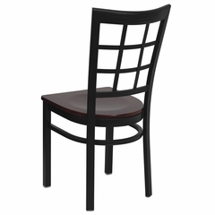 HERCULES Black Window Back Metal Chair with Mahogany Wood Seat - XU-DG6Q3BWIN-MAHW-GG