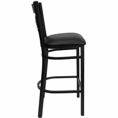 HERCULES Black ""X"" Back Metal Bar Stool with Black Vinyl Seat - XU-6F8BXBK-BAR-BLKV-GG